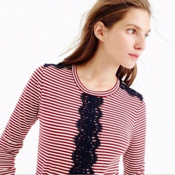J. Crew red, white stripe long-sleeve jersey, Small - Picture 1 of 10